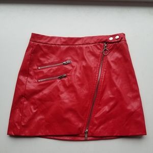 Forever 21 Zip-up Red Pleather Mini Skirt